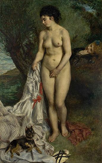 Pierre-Auguste Renoir Bather with a Griffon Dog  Lise on the Bank of the Seine Sweden oil painting art